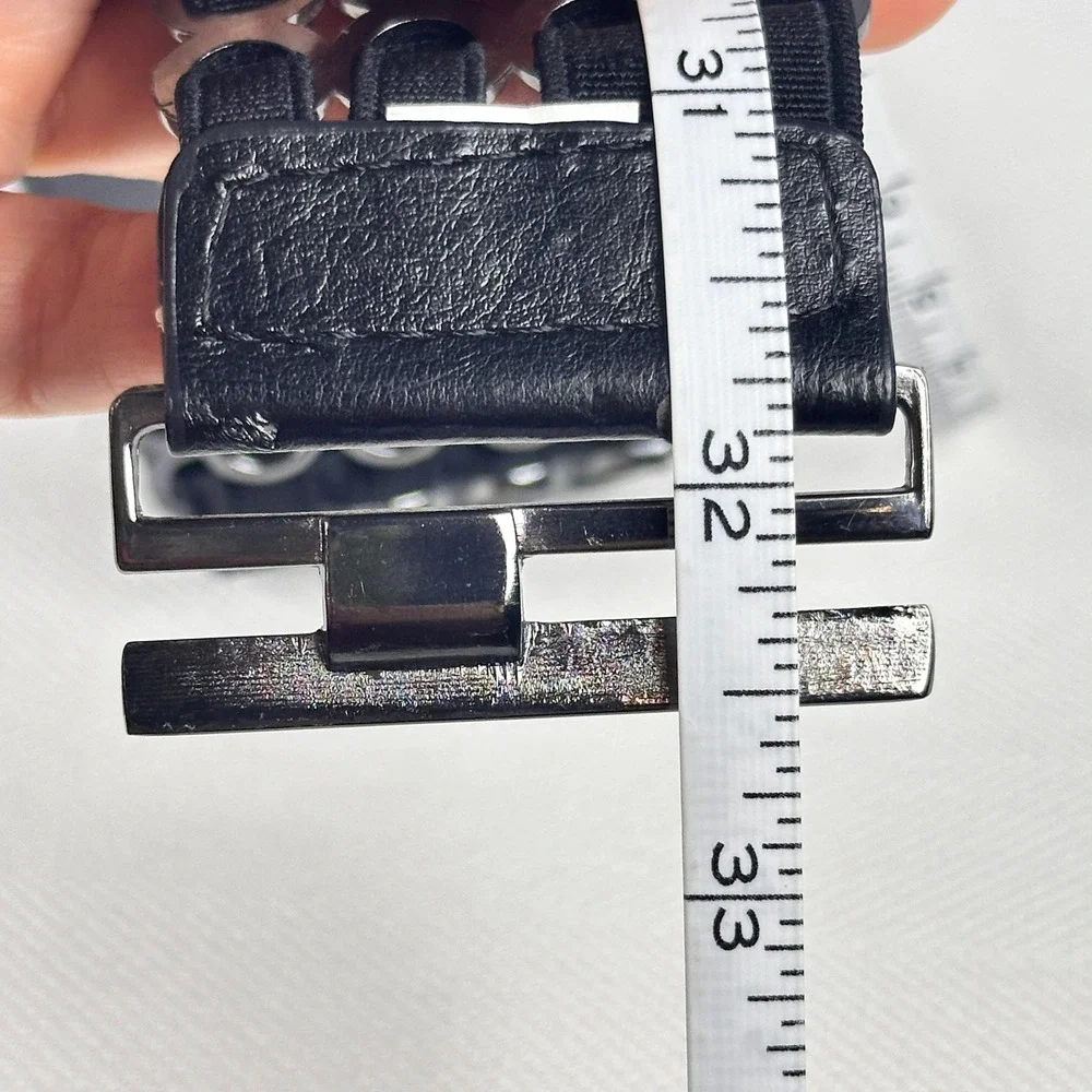Steve Madden Black Chain Waist Belt Structured Y2K Gunmetal Elastic Size M